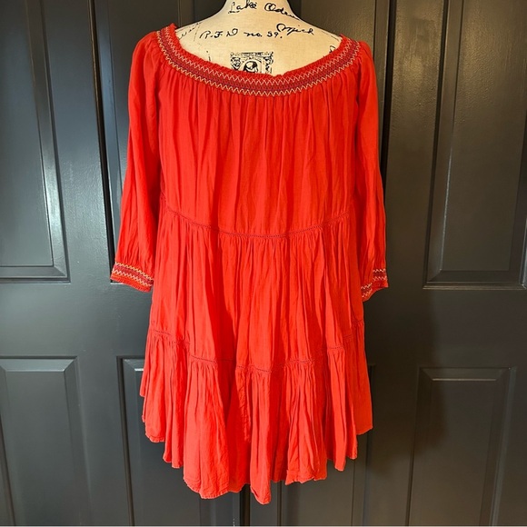 FREE PEOPLE SUNBEAMS EMBROIDERED BOHO MINI DRESS SIZE Medium (B3 - Picture 3 of 11